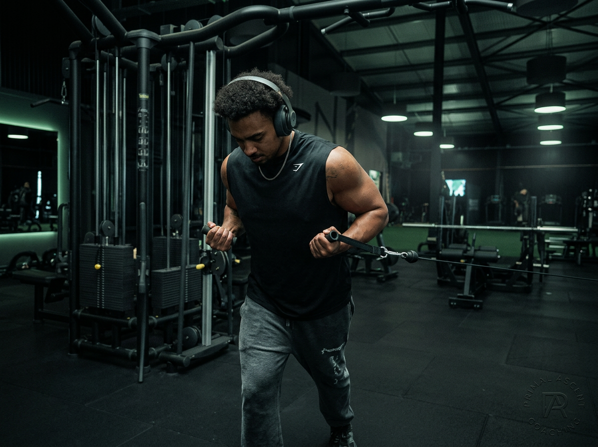 Coach correcting squat form